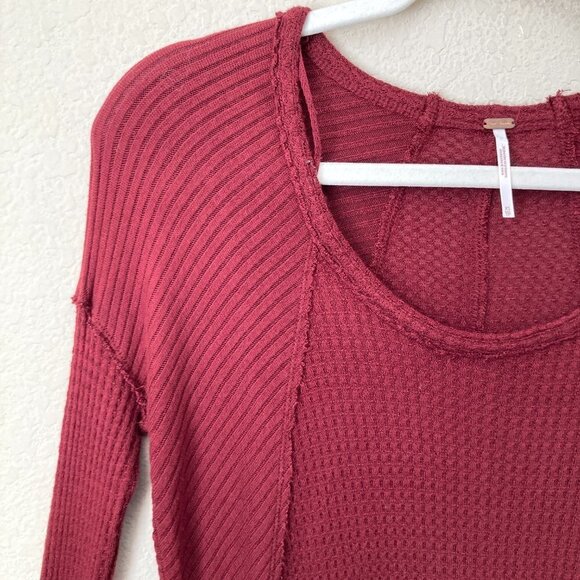 Free People Ventura Slouchy Thermal Waffle Knit Oversized Tunic Top - Picture 10 of 13